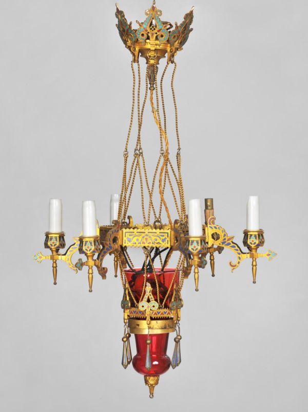 Lustre 6 lumières avec fausses bougies