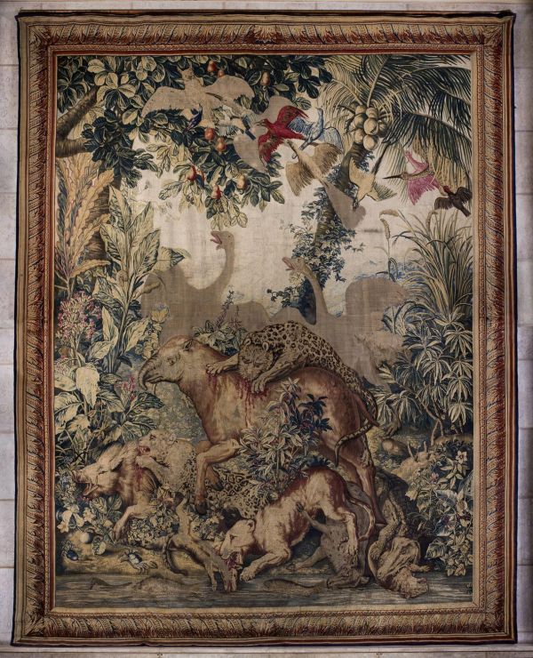 Tenture des Indes
Le combat des animaux
d'après les tableaux donnés au Roi par le Prince de Nassau