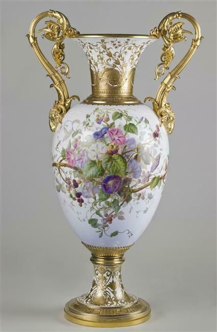 Vase anses oiseaux et fruits