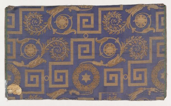 Brocart or rayé jonquille et bleu pour sièges destinés à la Chambre de Joséphine Bonaparte à Saint-Cloud