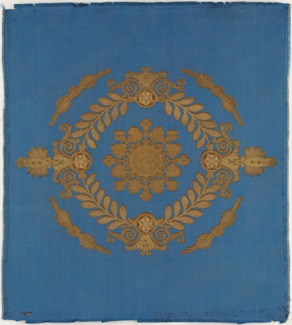 Brocart or et bleu à losanges, fauteuils chaises ployants tabourets, Grand Salon de l'Impératrice, Versailles